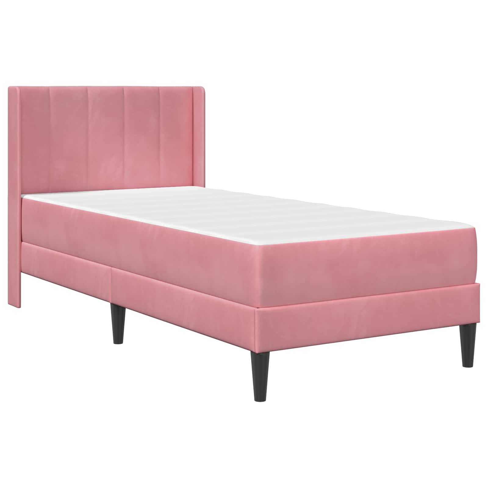 Bettgestell mit Matratze mit Kopfteil Rosa 100 x 200 cm Samt