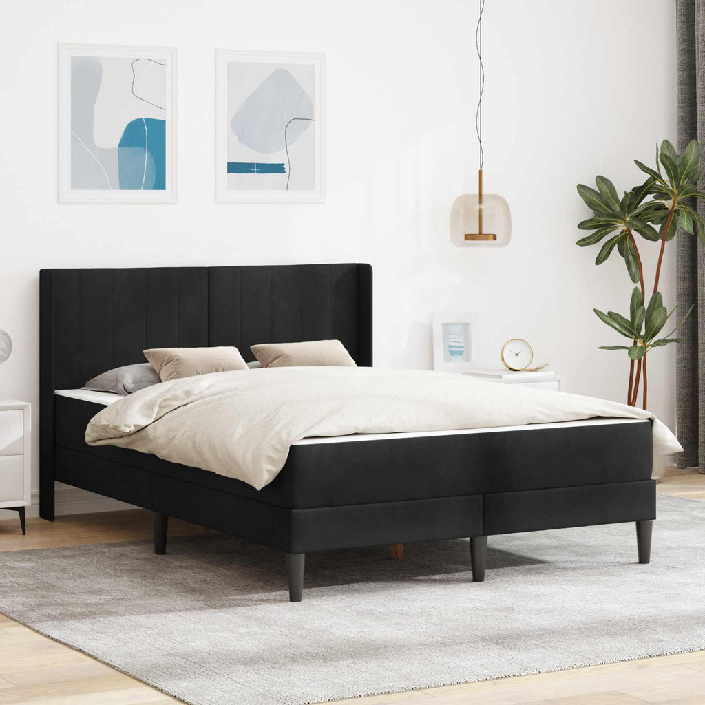 Bettgestell mit Matratze mit Kopfteil Schwarz 120 x 190 cm Samt
