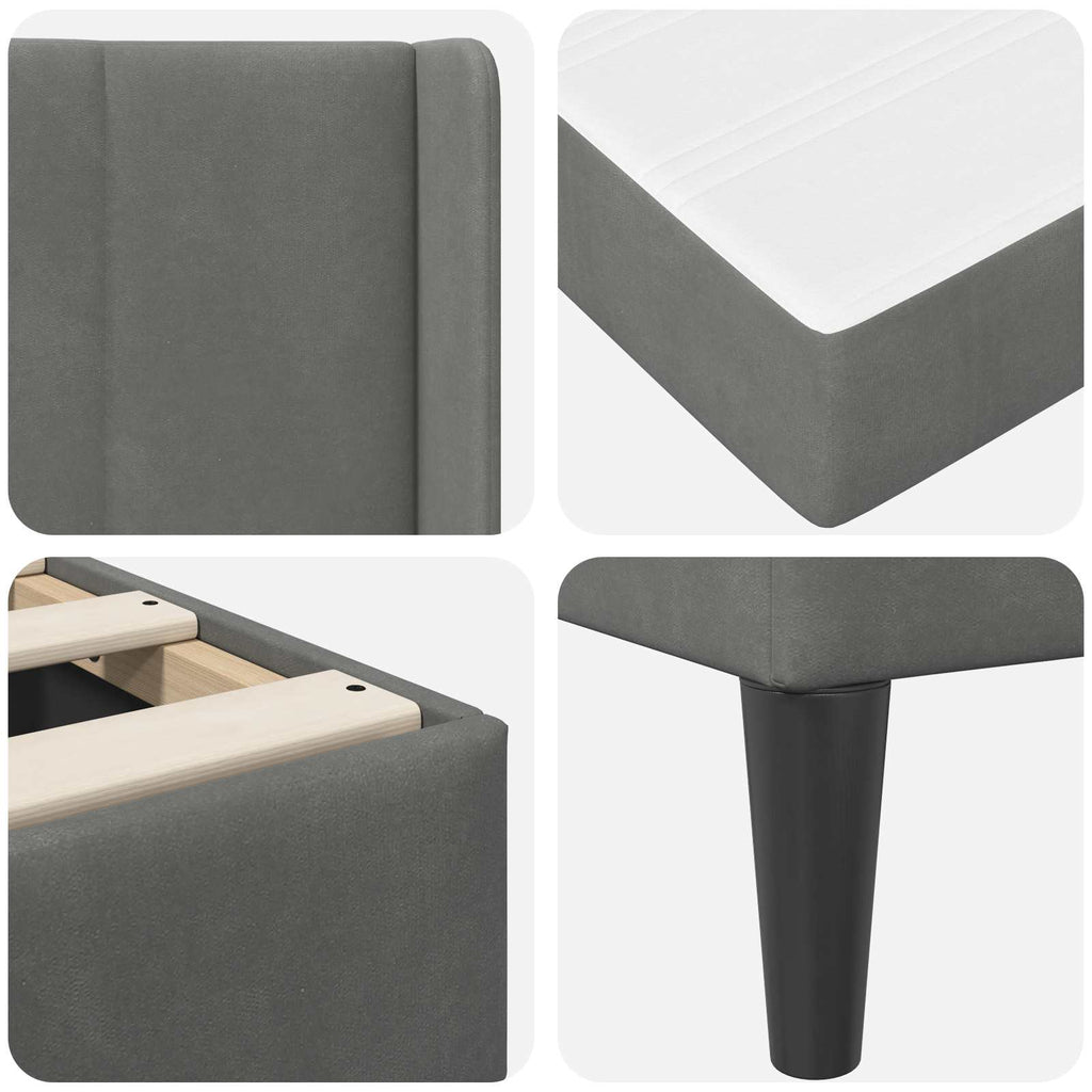 Bettgestell mit Matratze Dunkelgrau 120 x 200 cm Samt