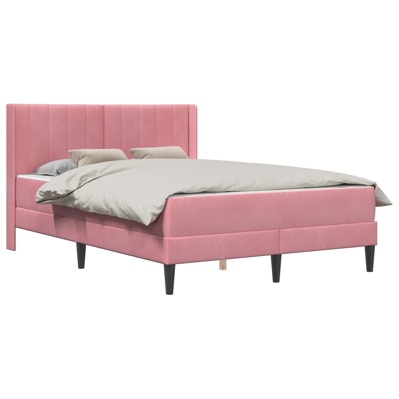 Bettgestell mit Matratze mit Kopfteil Rosa 120 x 200 cm Samt
