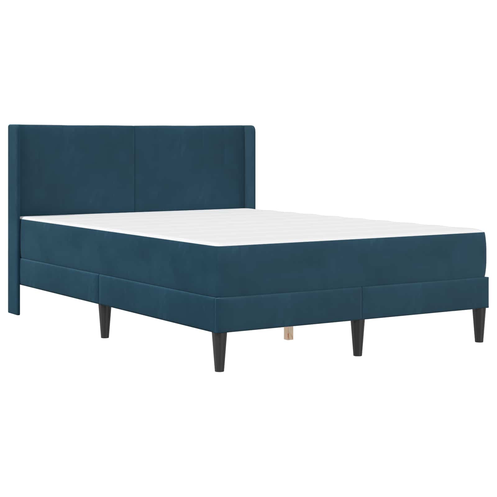 Bettgestell mit Matratze mit Kopfteil Blau 140 x 200 cm Samt