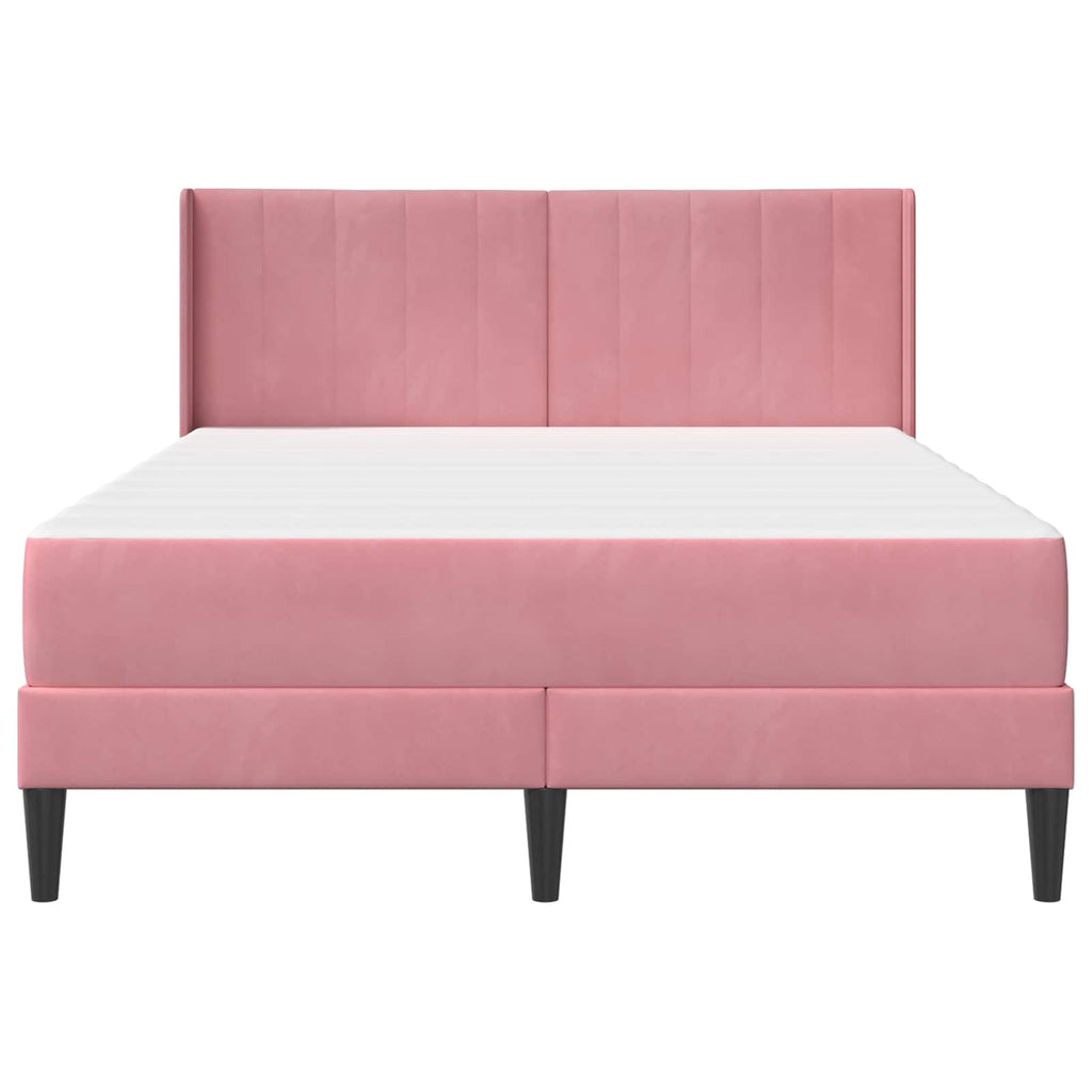 Bettgestell mit Matratze mit Kopfteil Rosa 160 x 200 cm Samt