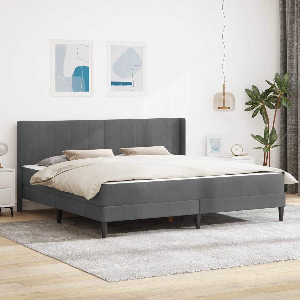 Bettgestell mit Matratze Dunkelgrau 180 x 200 cm Samt