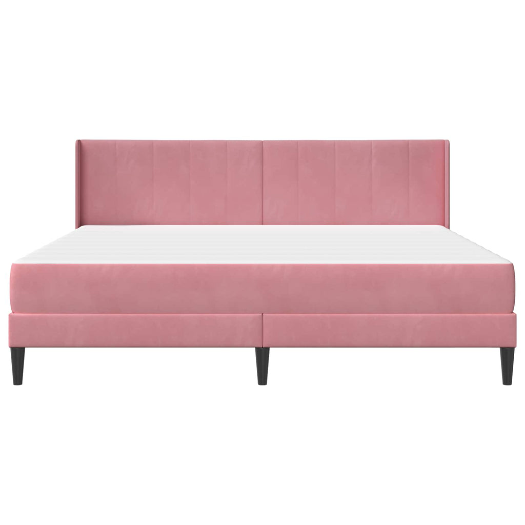 Bettgestell mit Matratze mit Kopfteil Rosa 180 x 200 cm Samt