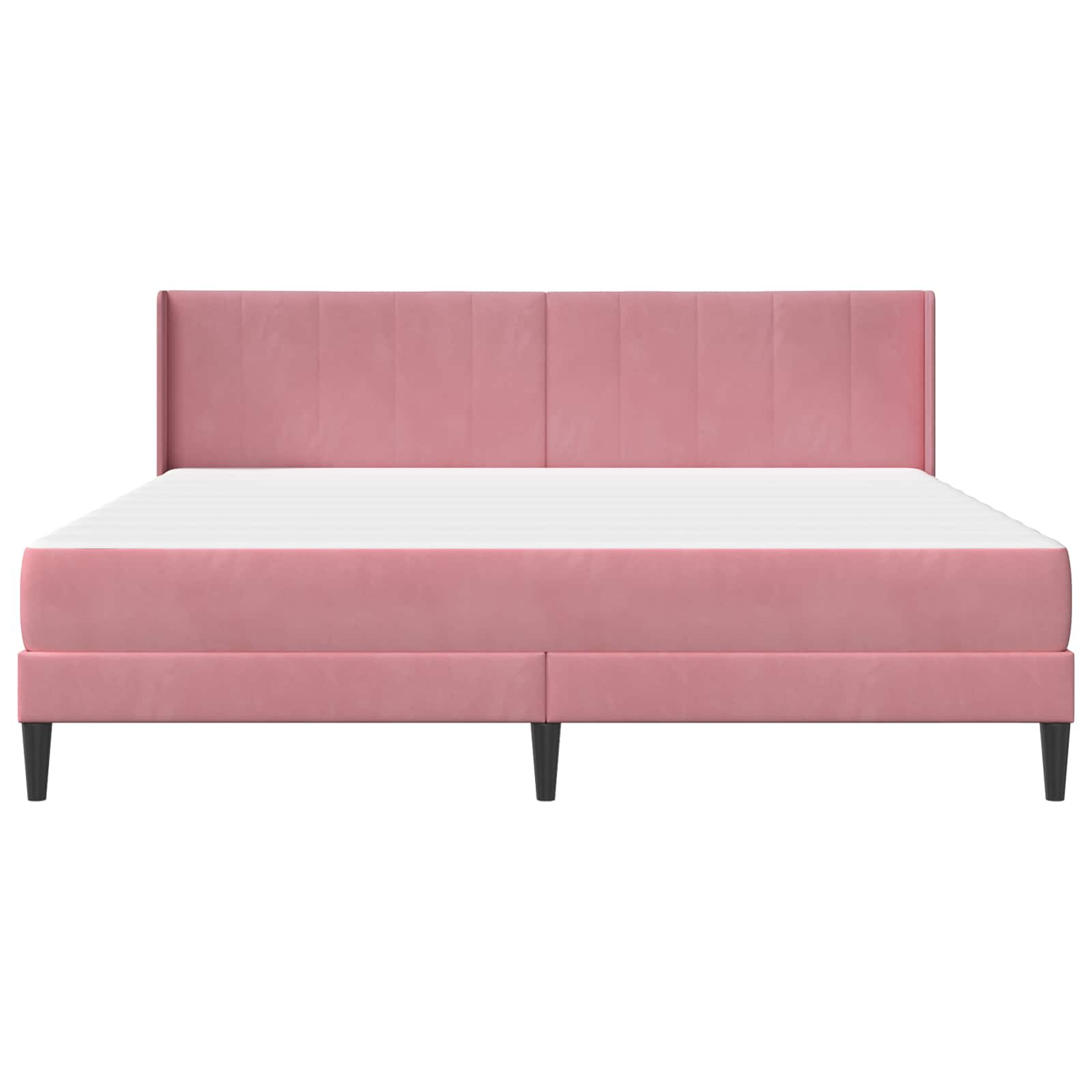 Bettgestell mit Matratze mit Kopfteil Rosa 180 x 200 cm Samt