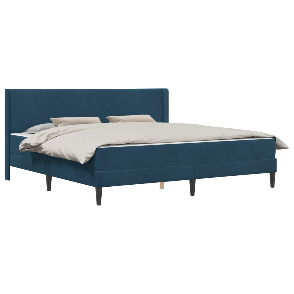 Bettgestell mit Matratze mit Kopfteil Blau 180 x 200 cm Samt