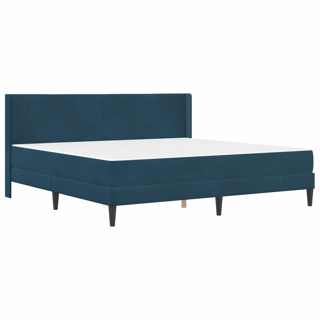 Bettgestell mit Matratze mit Kopfteil Blau 180 x 200 cm Samt