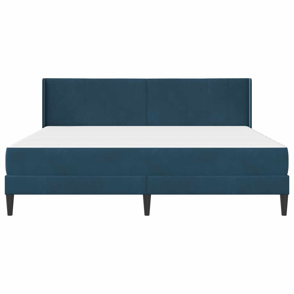 Bettgestell mit Matratze mit Kopfteil Blau 180 x 200 cm Samt