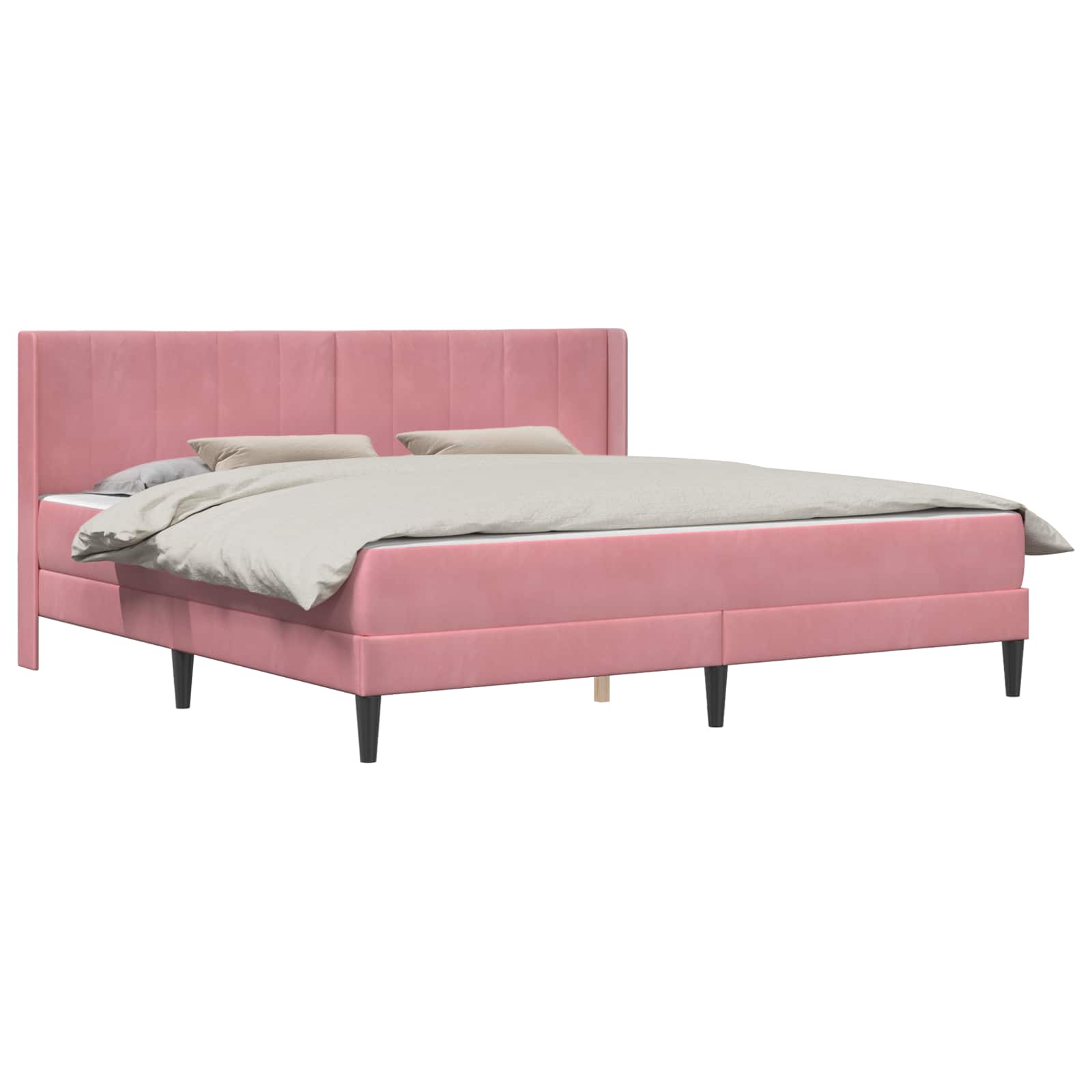 Bettgestell mit Matratze mit Kopfteil Rosa 200 x 200 cm Samt