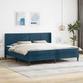 Bettgestell mit Matratze mit Kopfteil Blau 200 x 200 cm Samt
