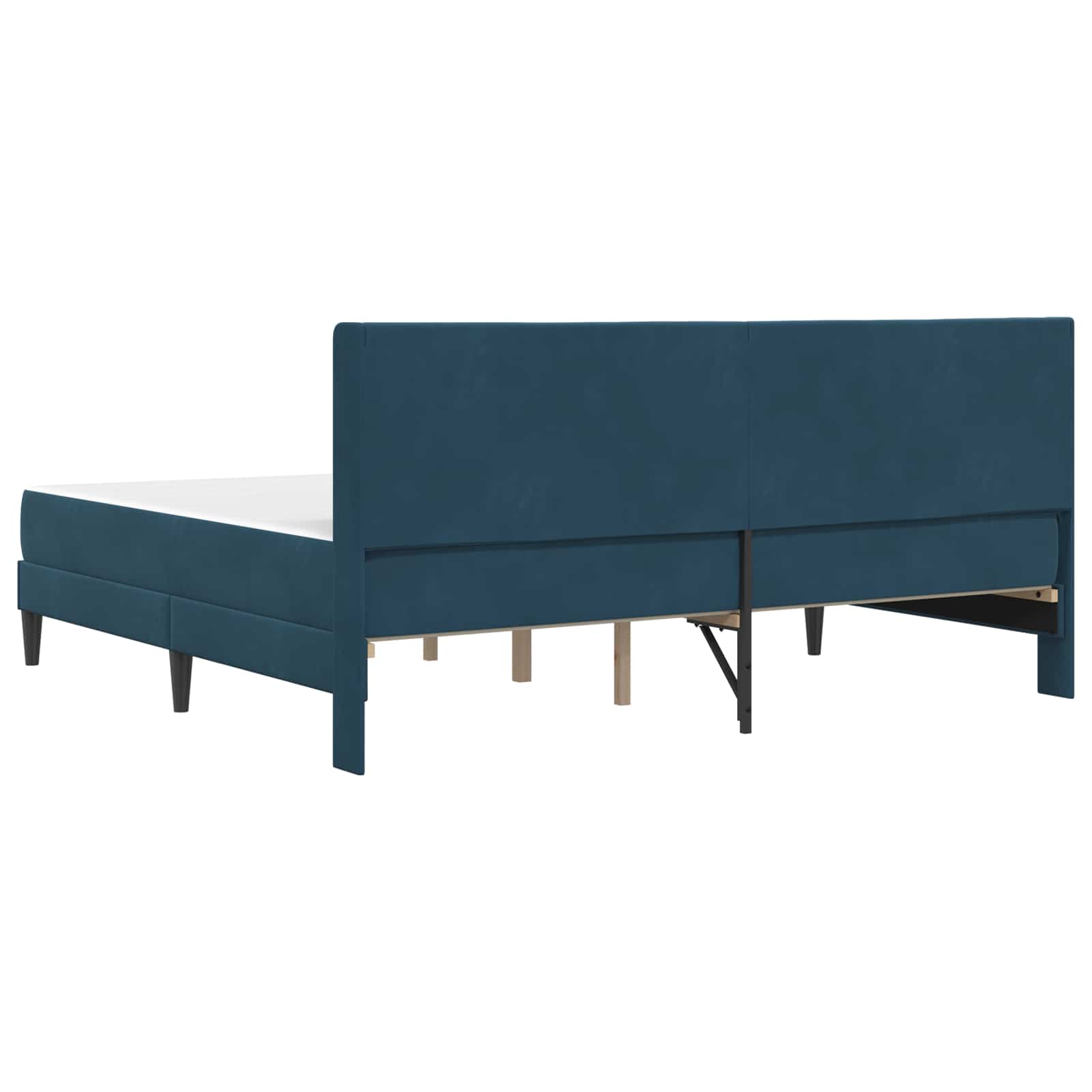 Bettgestell mit Matratze mit Kopfteil Blau 200 x 200 cm Samt