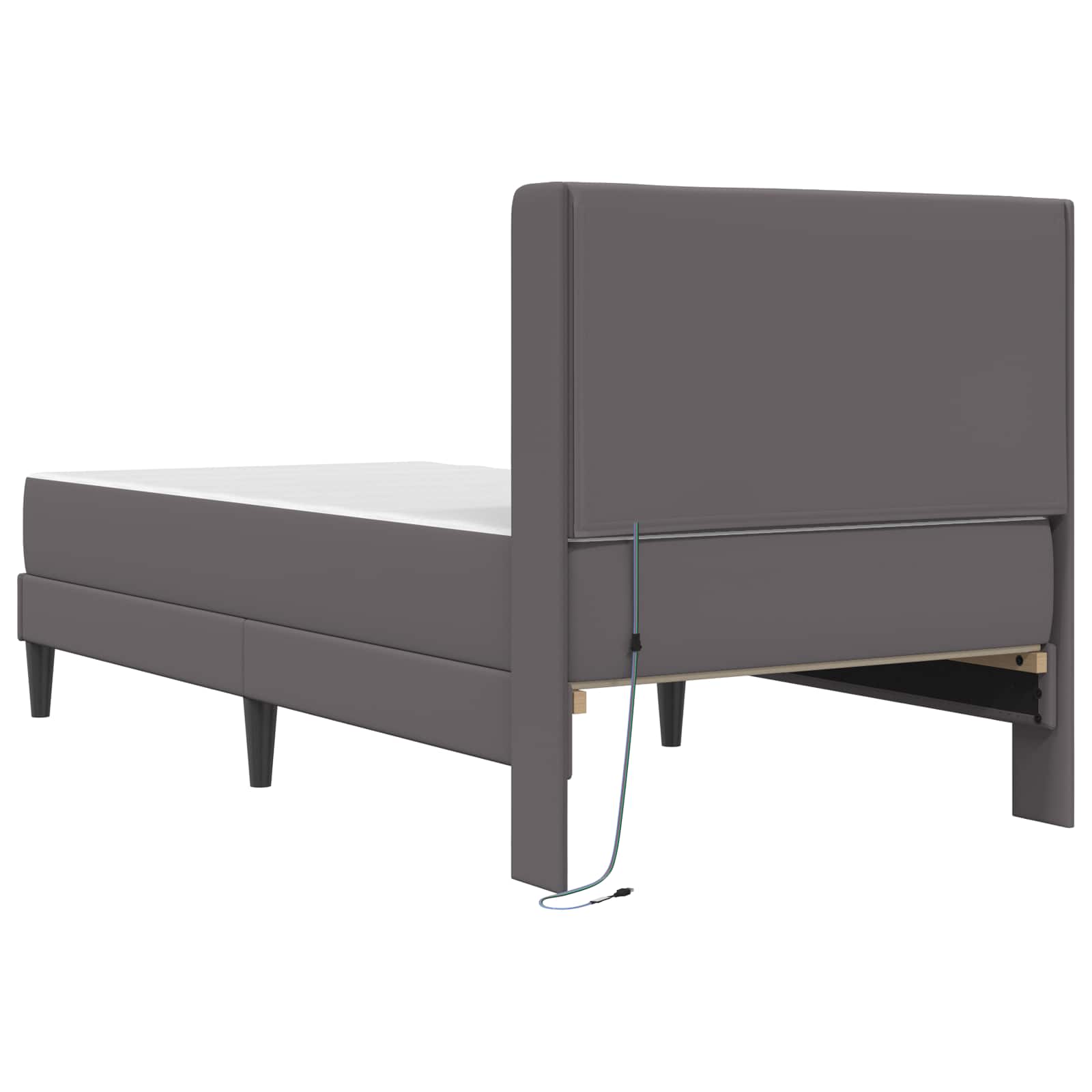 Bettgestell mit Matratze Grau 80 x 200 cm Kunstleder