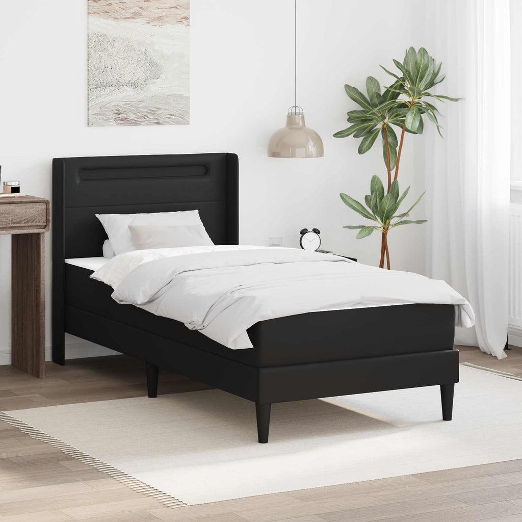 Bettgestell mit Matratze Schwarz 80 x 200 cm Kunstleder
