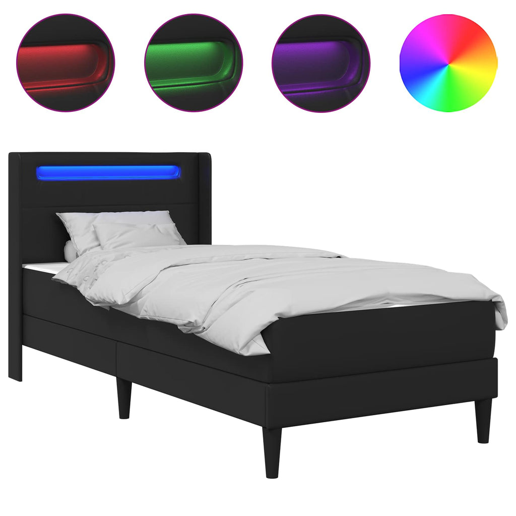 Bettgestell mit Matratze Schwarz 80 x 200 cm Kunstleder