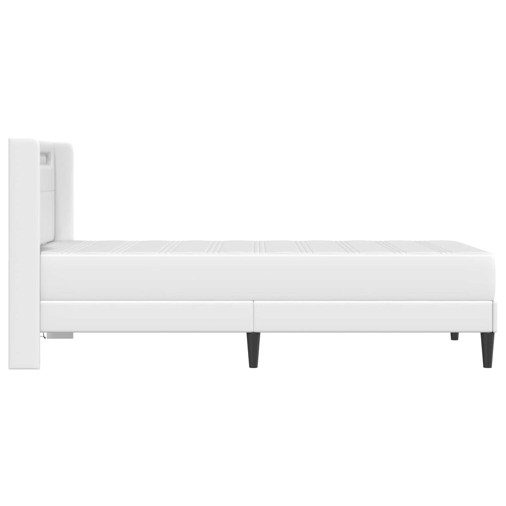Bettgestell mit Matratze Weiß 80 x 200 cm Kunstleder