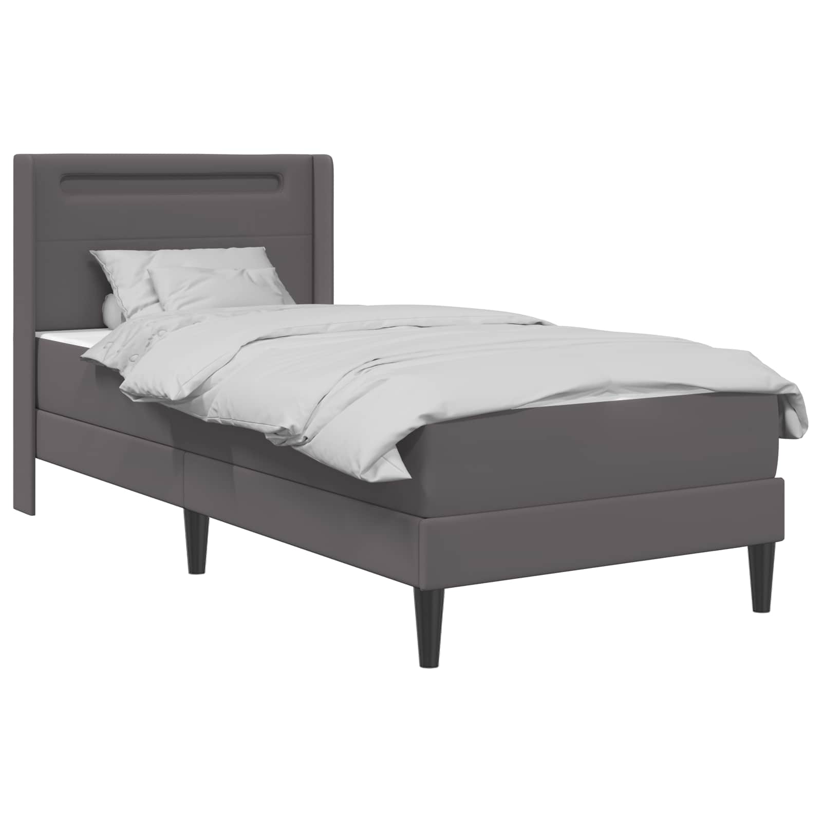Bettgestell mit Matratze Grau 90 x 190 cm Kunstleder