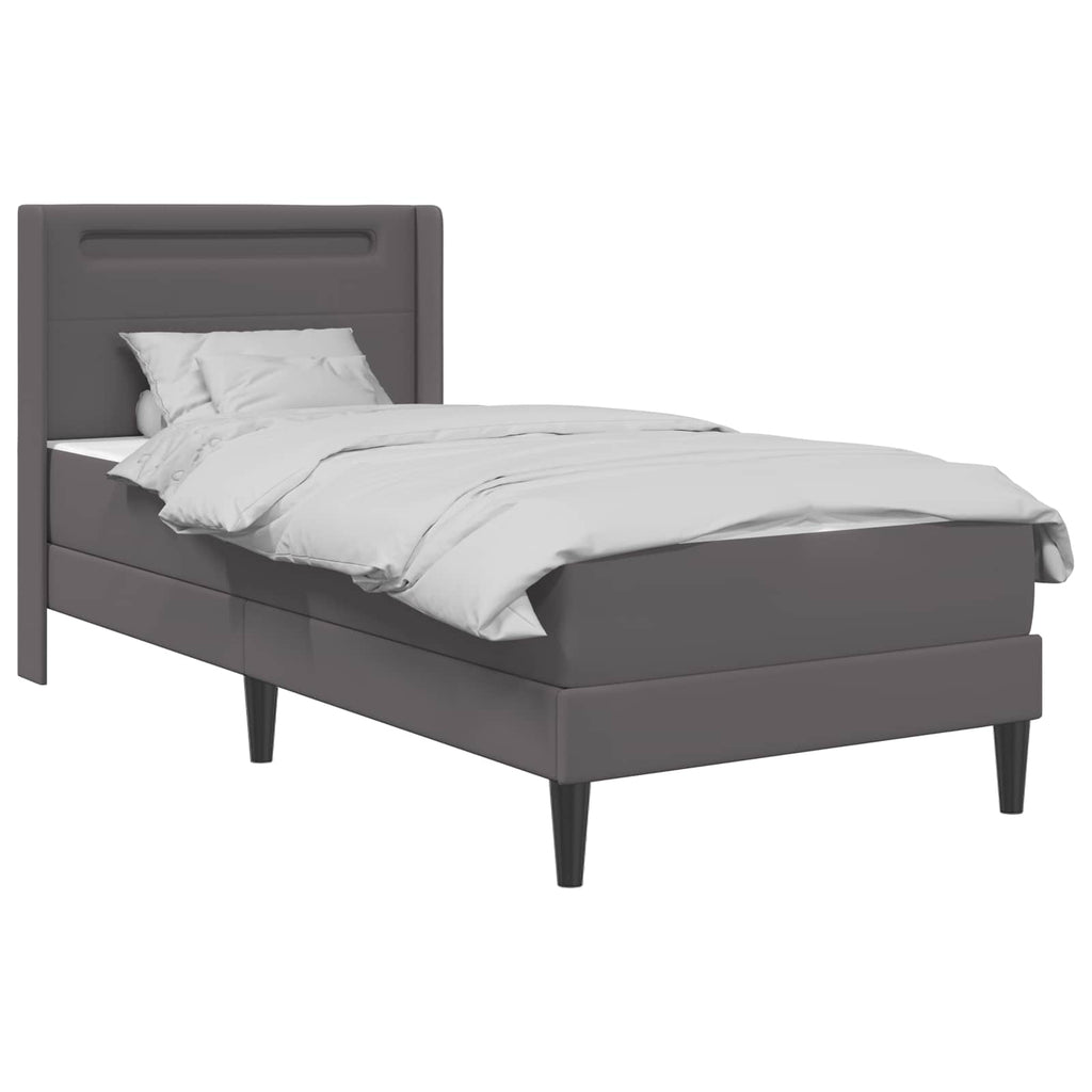 Bettgestell mit Matratze Grau 90 x 200 cm Kunstleder