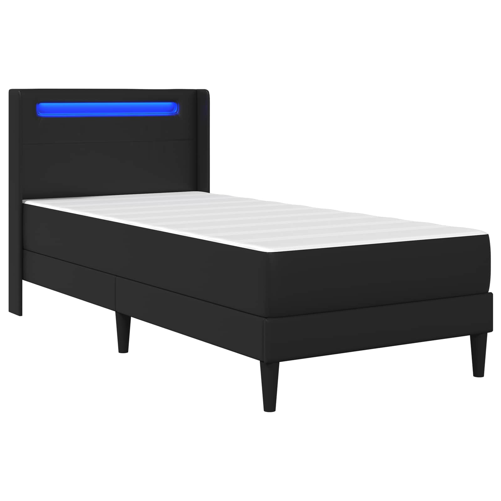 Bettgestell mit Matratze Schwarz 90 x 200 cm Kunstleder