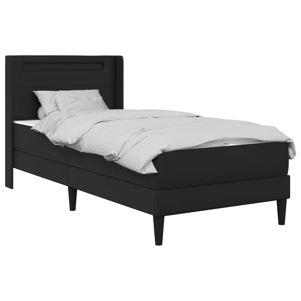 Bettgestell mit Matratze Schwarz 90 x 200 cm Kunstleder