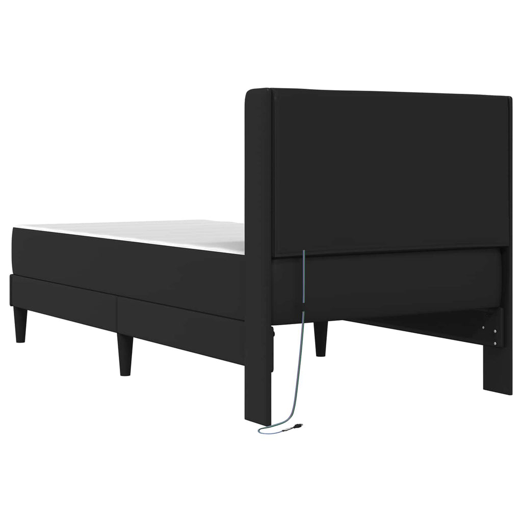 Bettgestell mit Matratze Schwarz 100 x 200 cm Kunstleder