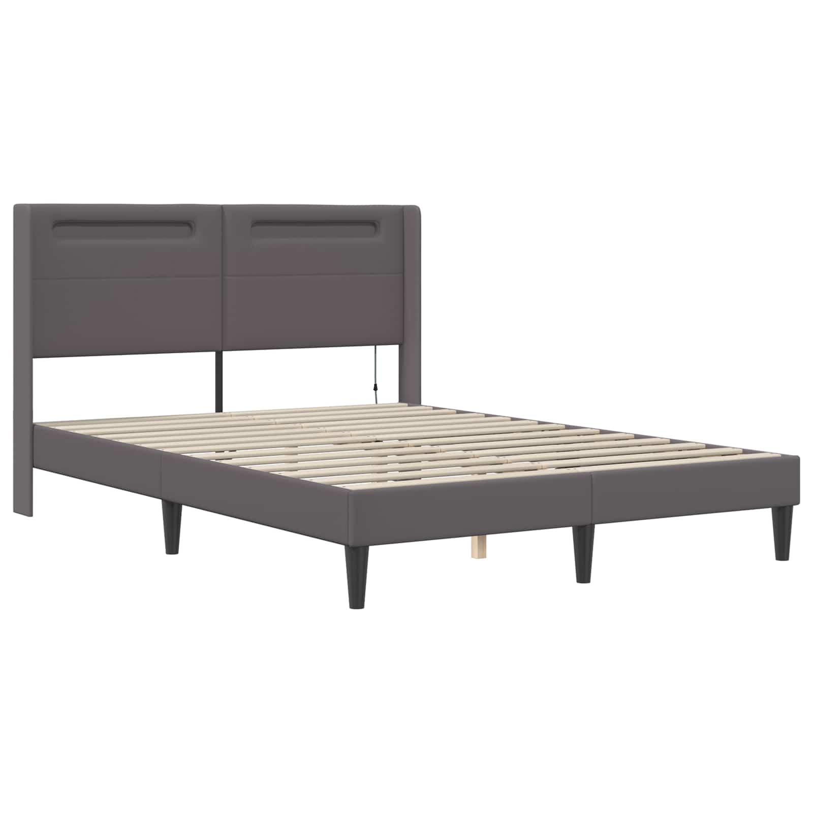 Bettgestell mit Matratze Grau 120 x 190 cm Kunstleder