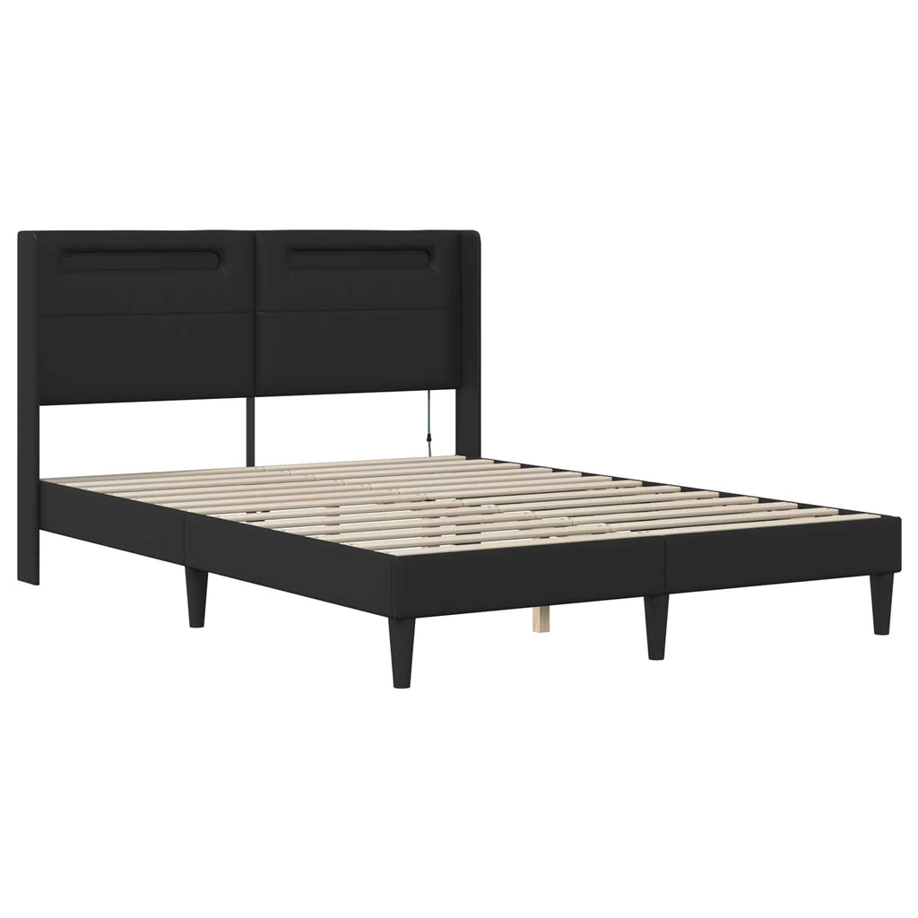 Bettgestell mit Matratze Schwarz 120 x 190 cm Kunstleder