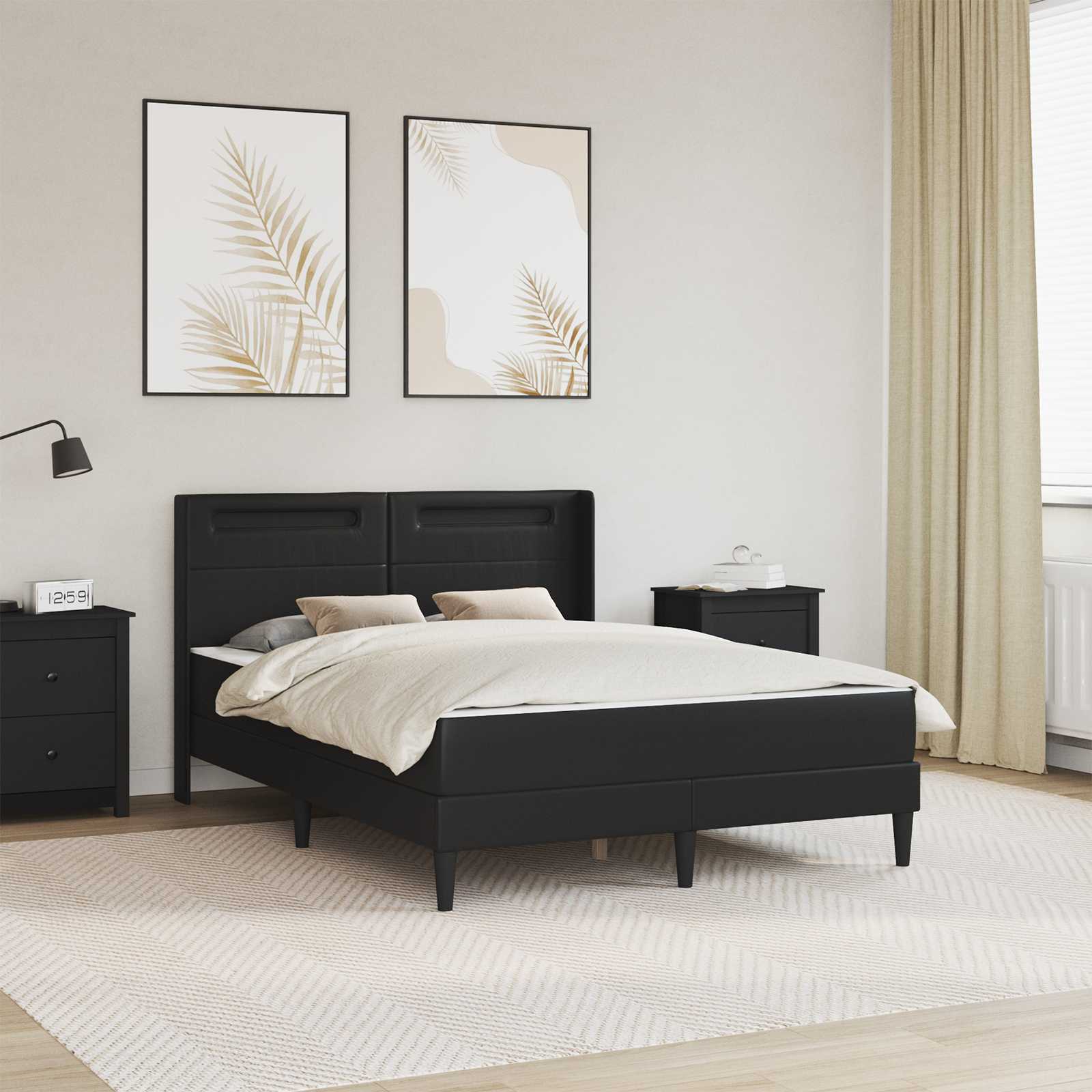 Bettgestell mit Matratze Schwarz 120 x 200 cm Kunstleder