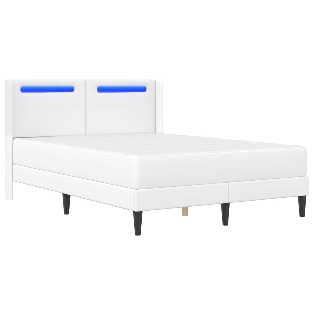 Bettgestell mit Matratze Weiß 120 x 200 cm Kunstleder
