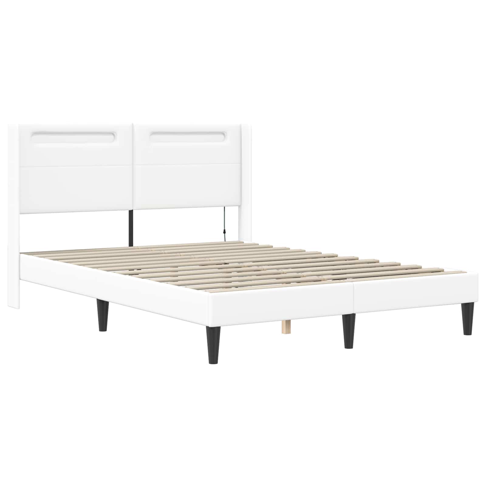Bettgestell mit Matratze Weiß 120 x 200 cm Kunstleder