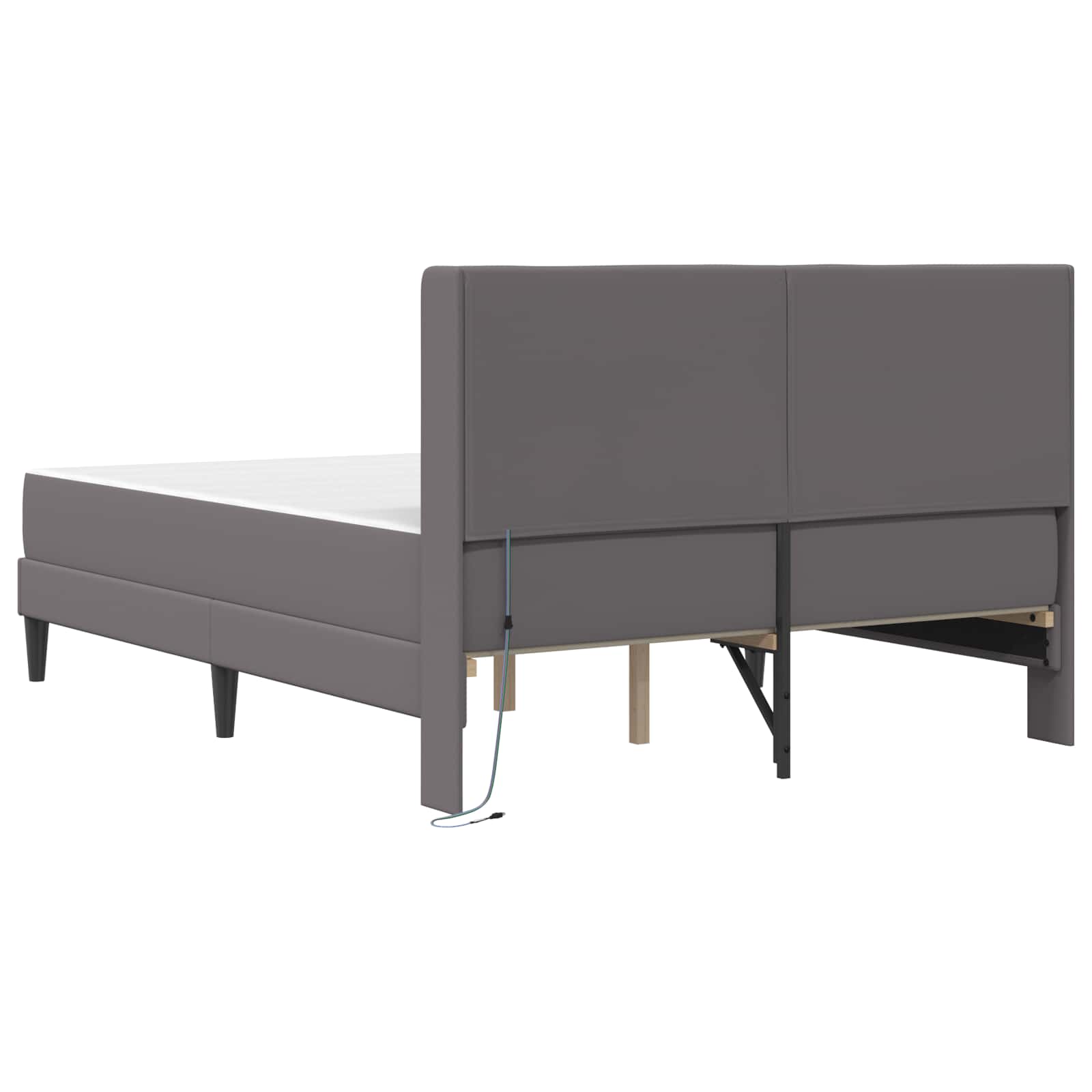 Bettgestell mit Matratze Grau 140 x 190 cm Kunstleder