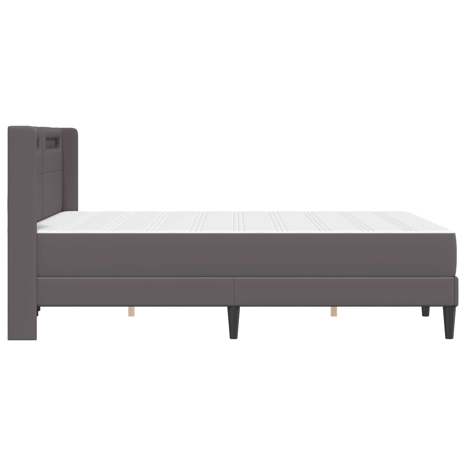 Bettgestell mit Matratze Grau 140 x 190 cm Kunstleder
