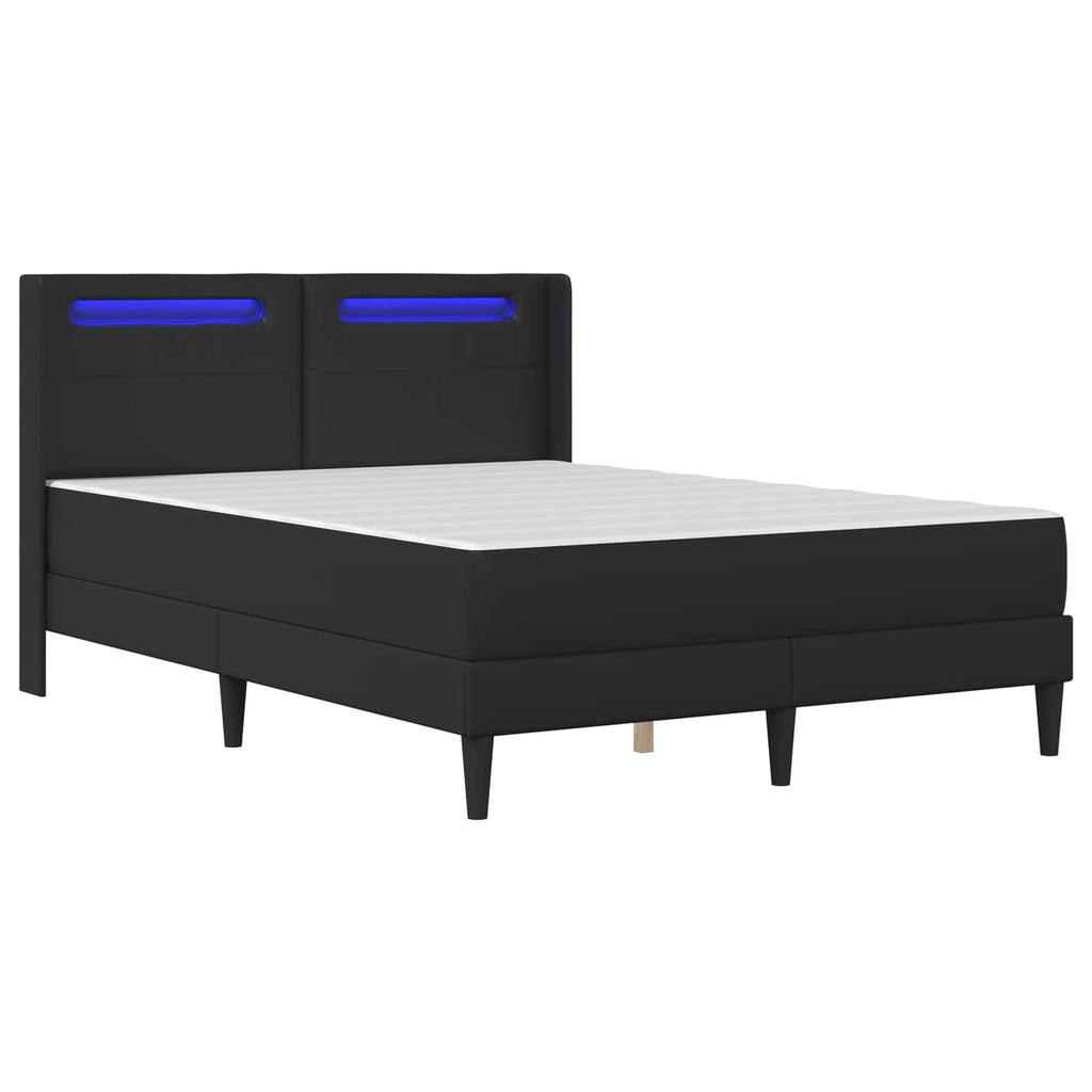Bettgestell mit Matratze Schwarz 140 x 190 cm Kunstleder