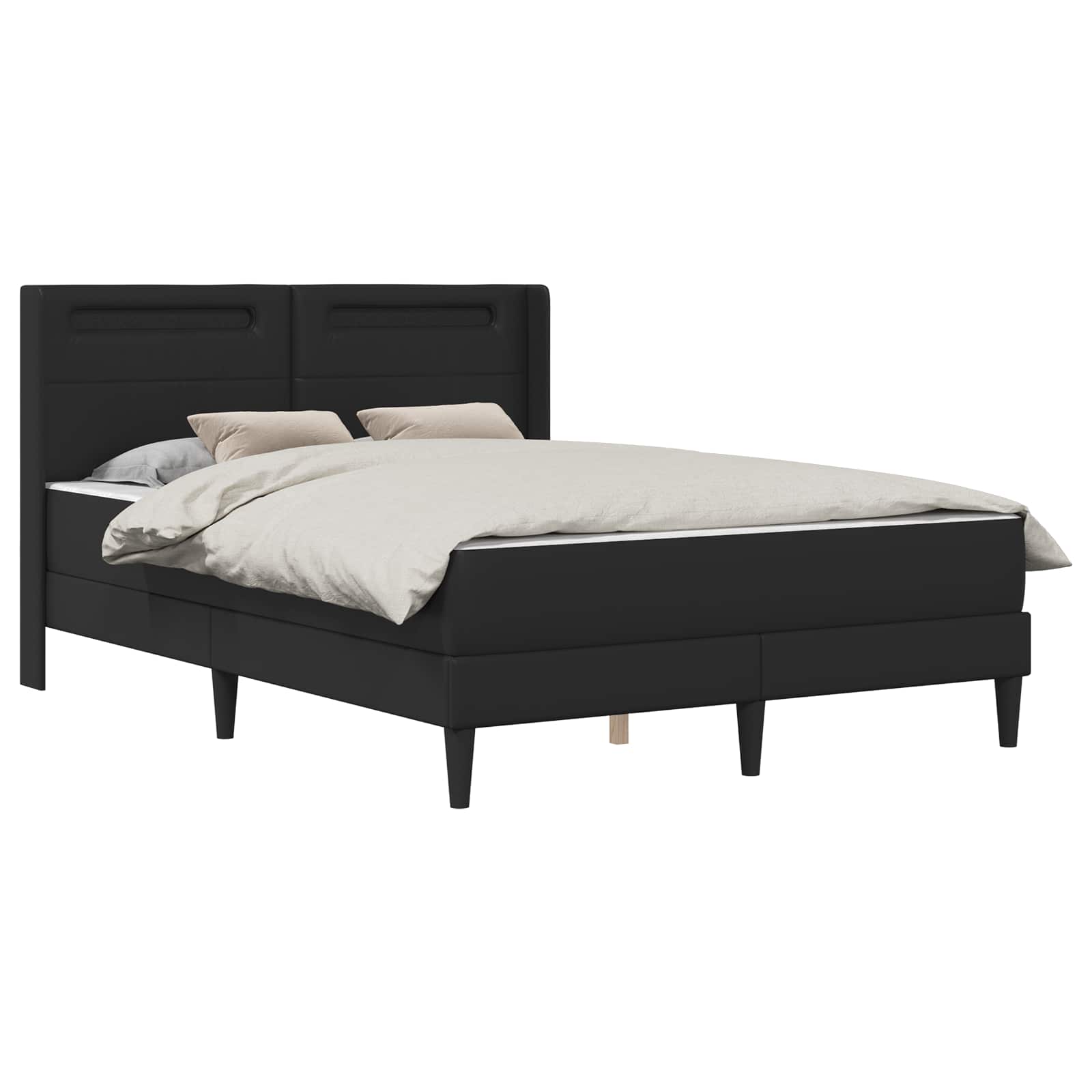 Bettgestell mit Matratze Schwarz 140 x 190 cm Kunstleder
