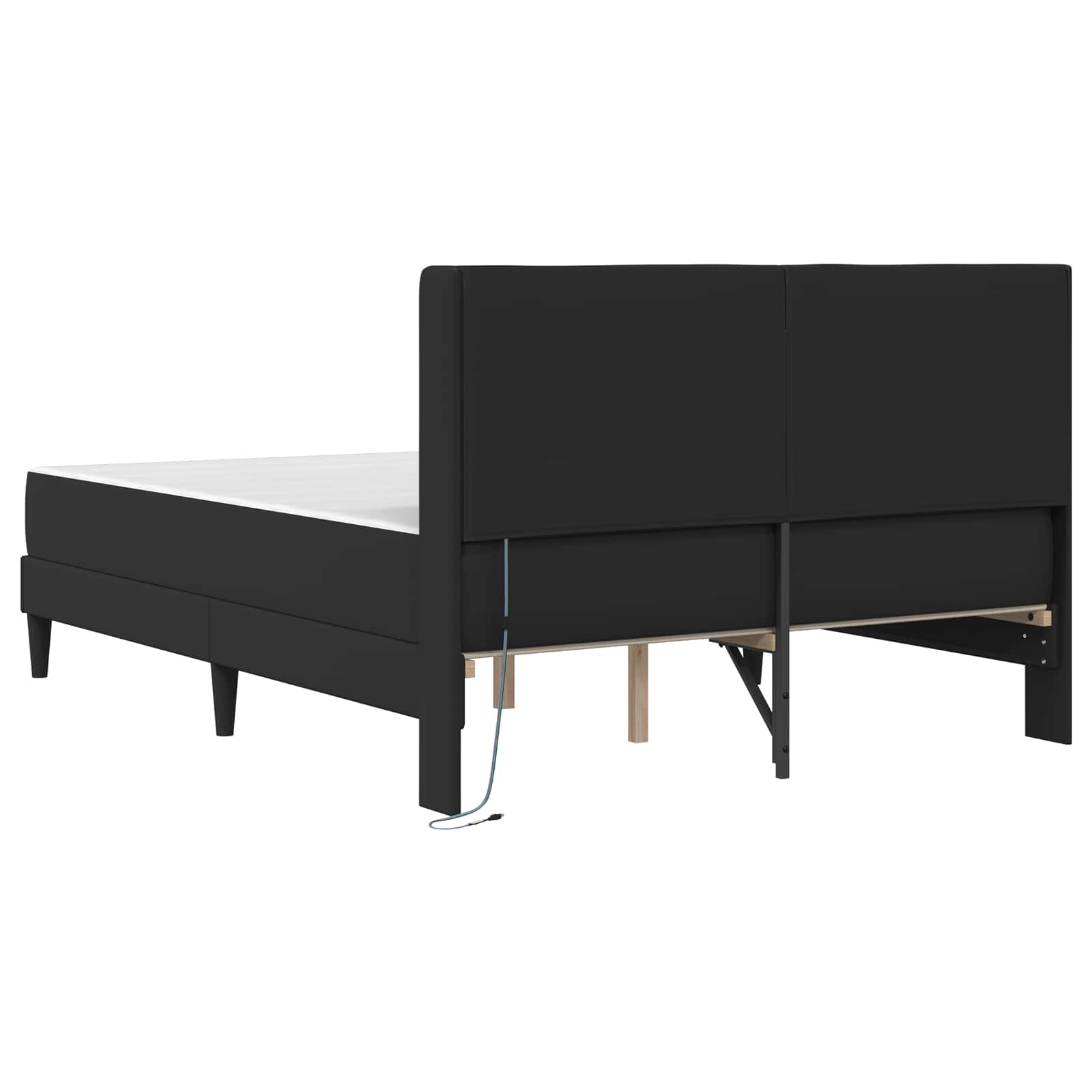 Bettgestell mit Matratze Schwarz 140 x 200 cm Kunstleder