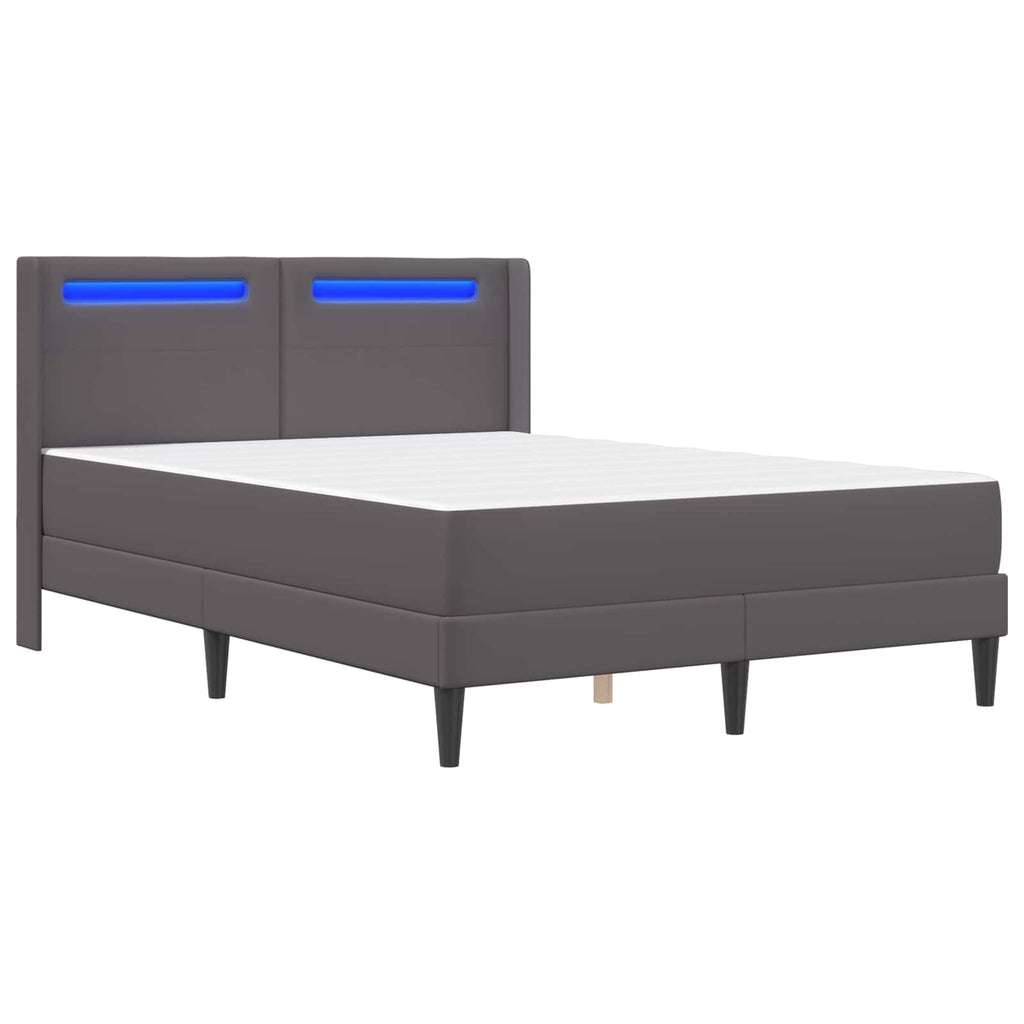 Bettgestell mit Matratze Grau 160 x 200 cm Kunstleder