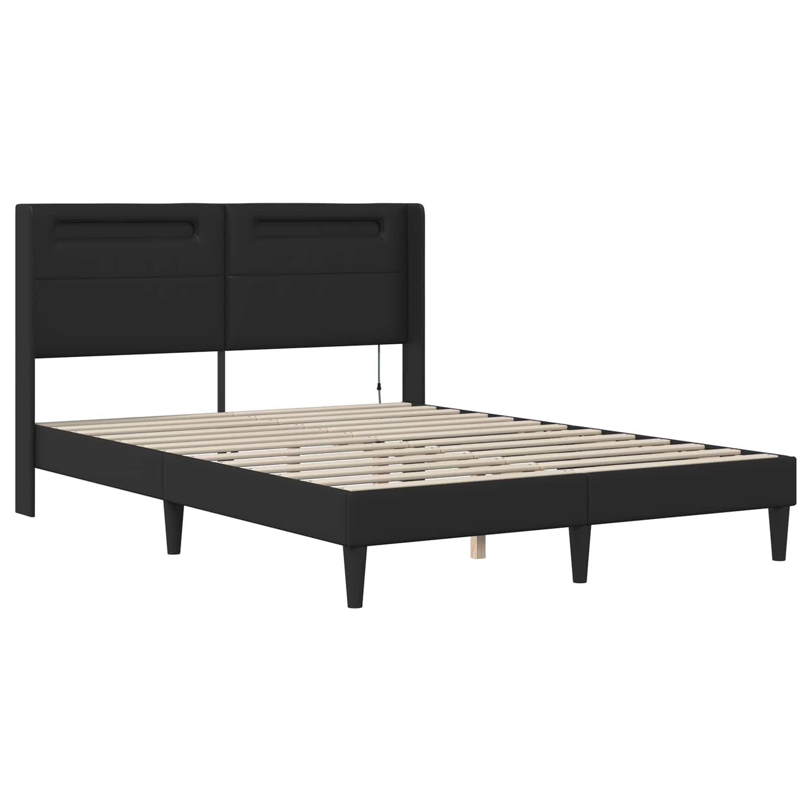 Bettgestell mit Matratze Schwarz 160 x 200 cm Kunstleder