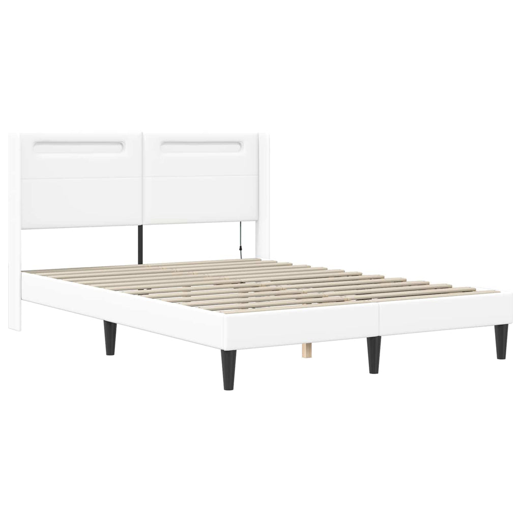Bettgestell mit Matratze Weiß 160 x 200 cm Kunstleder