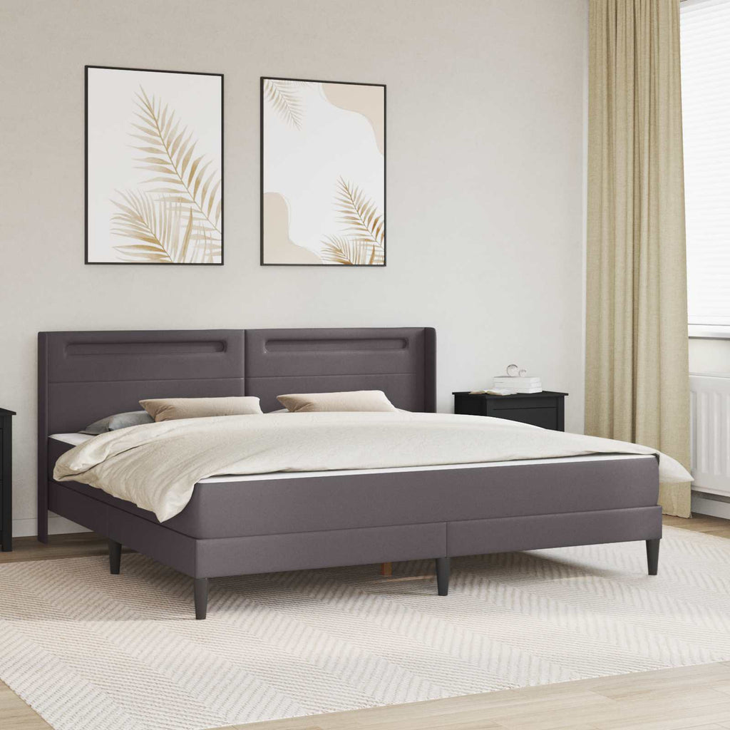 Bettgestell mit Matratze Grau 180 x 200 cm Kunstleder