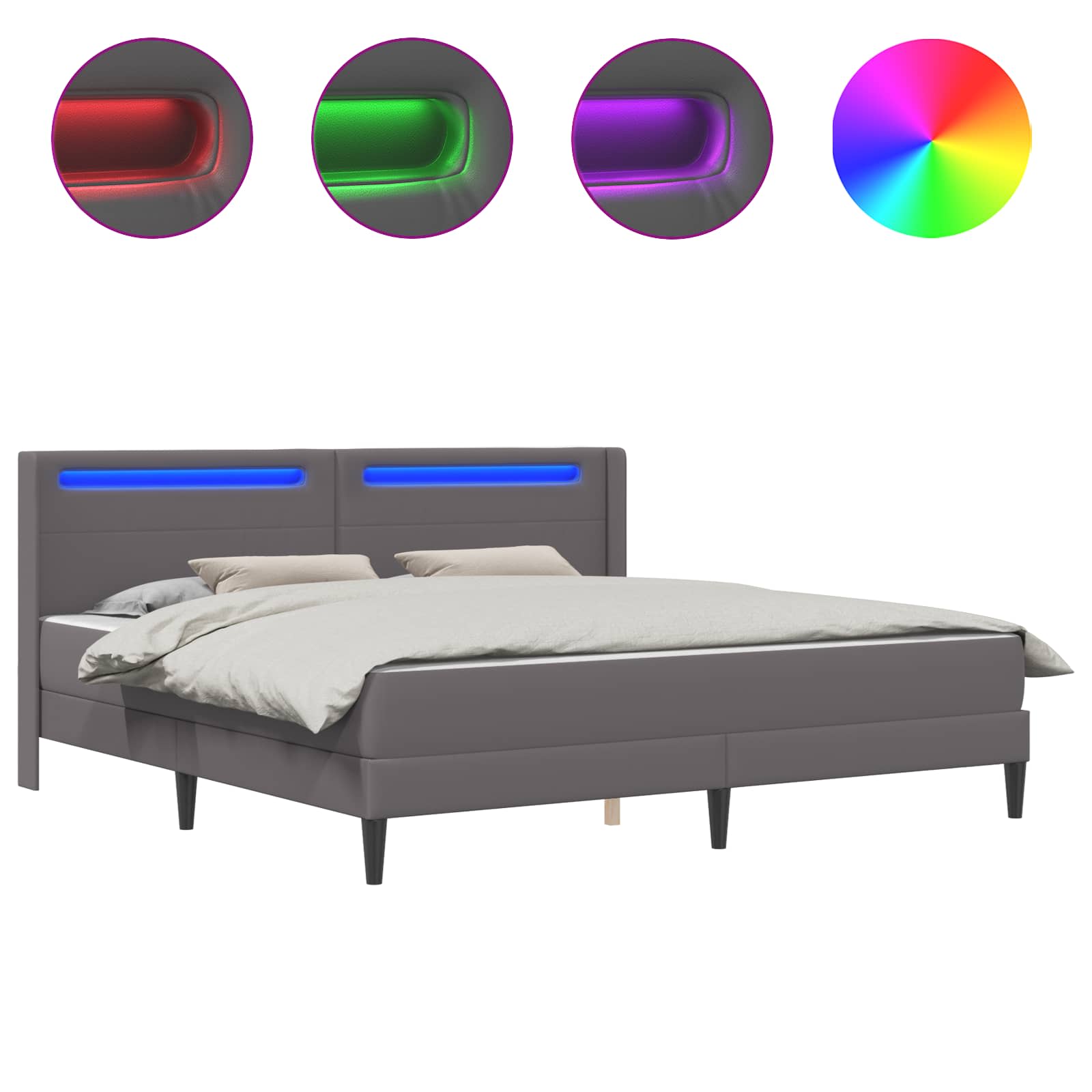 Bettgestell mit Matratze Grau 180 x 200 cm Kunstleder