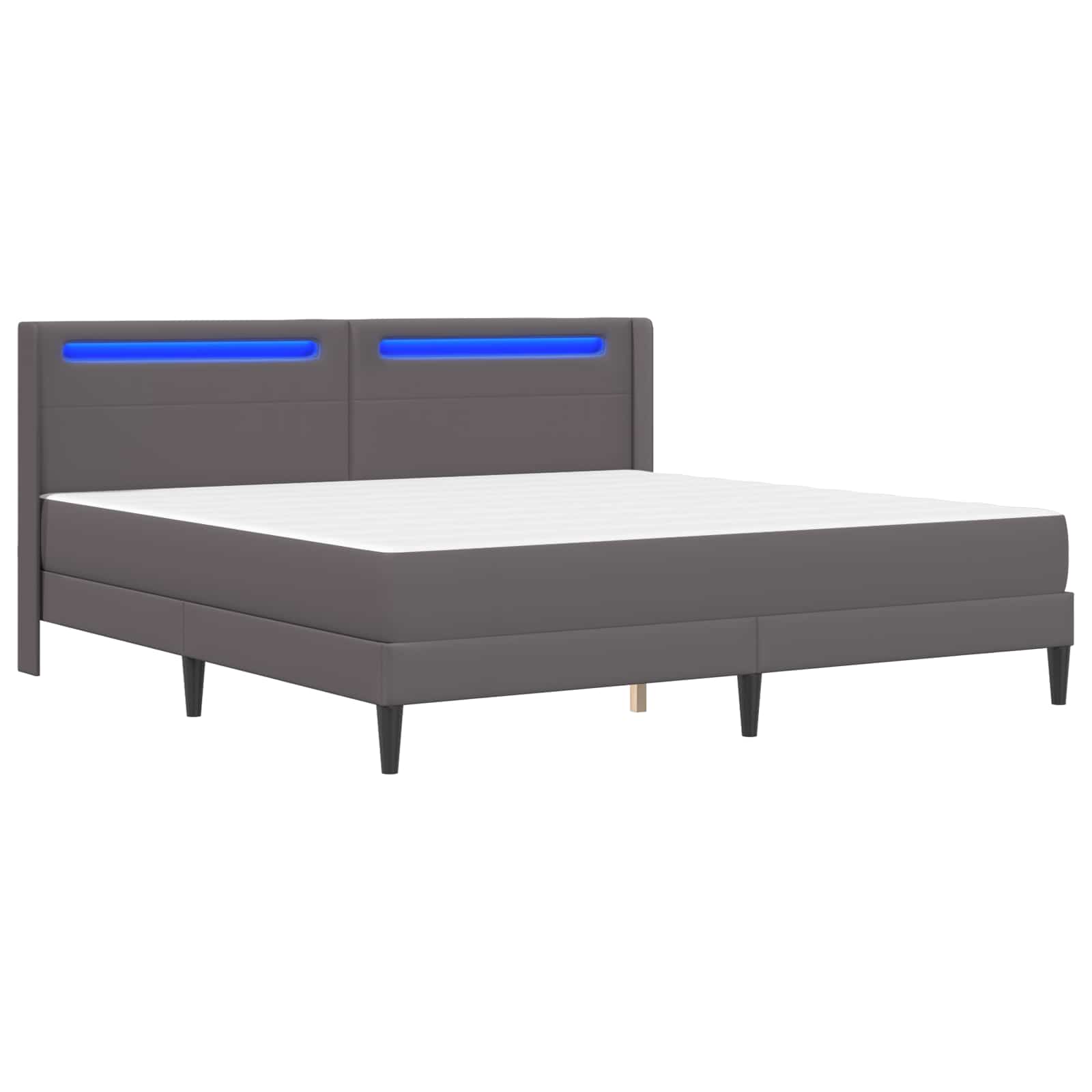 Bettgestell mit Matratze Grau 180 x 200 cm Kunstleder