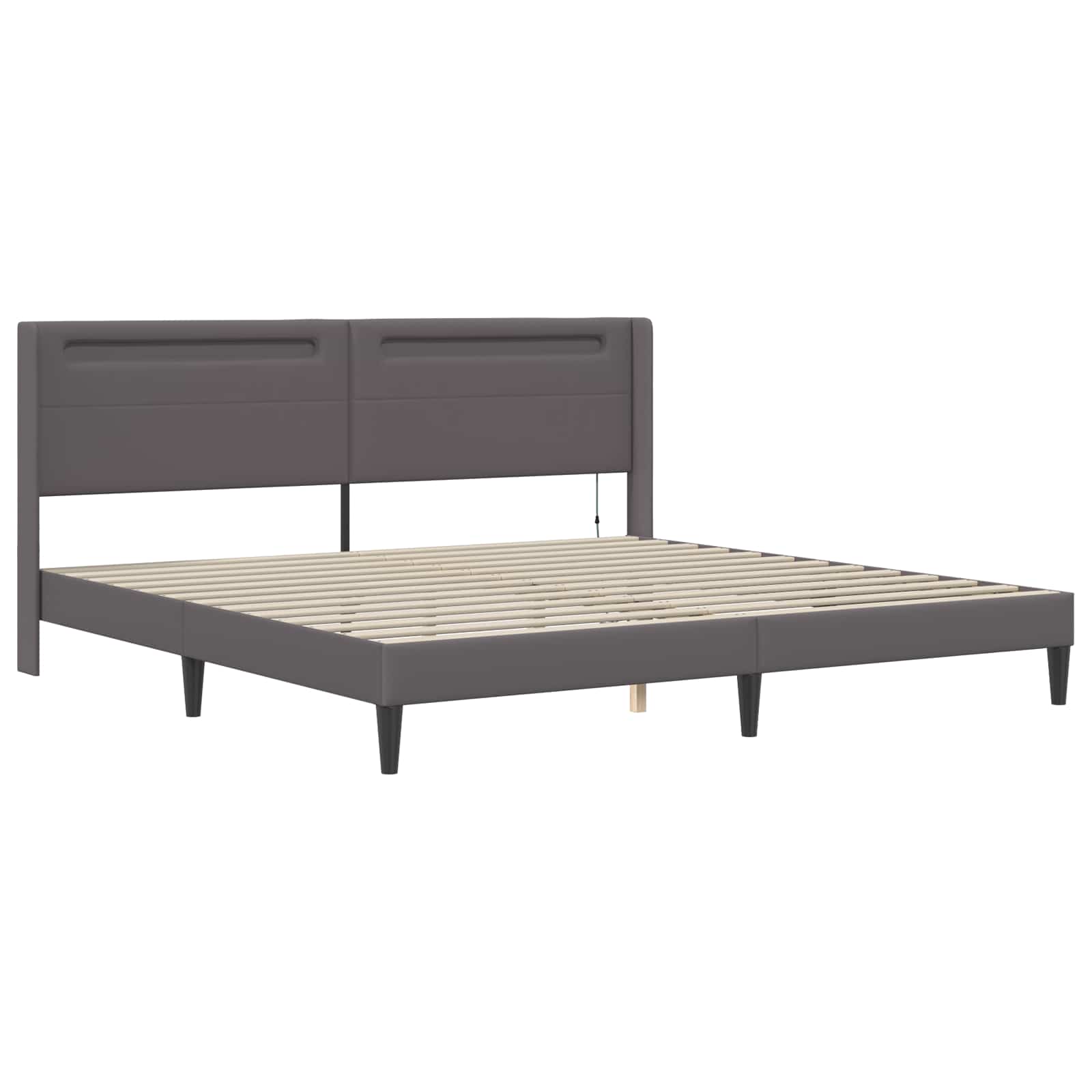 Bettgestell mit Matratze Grau 180 x 200 cm Kunstleder
