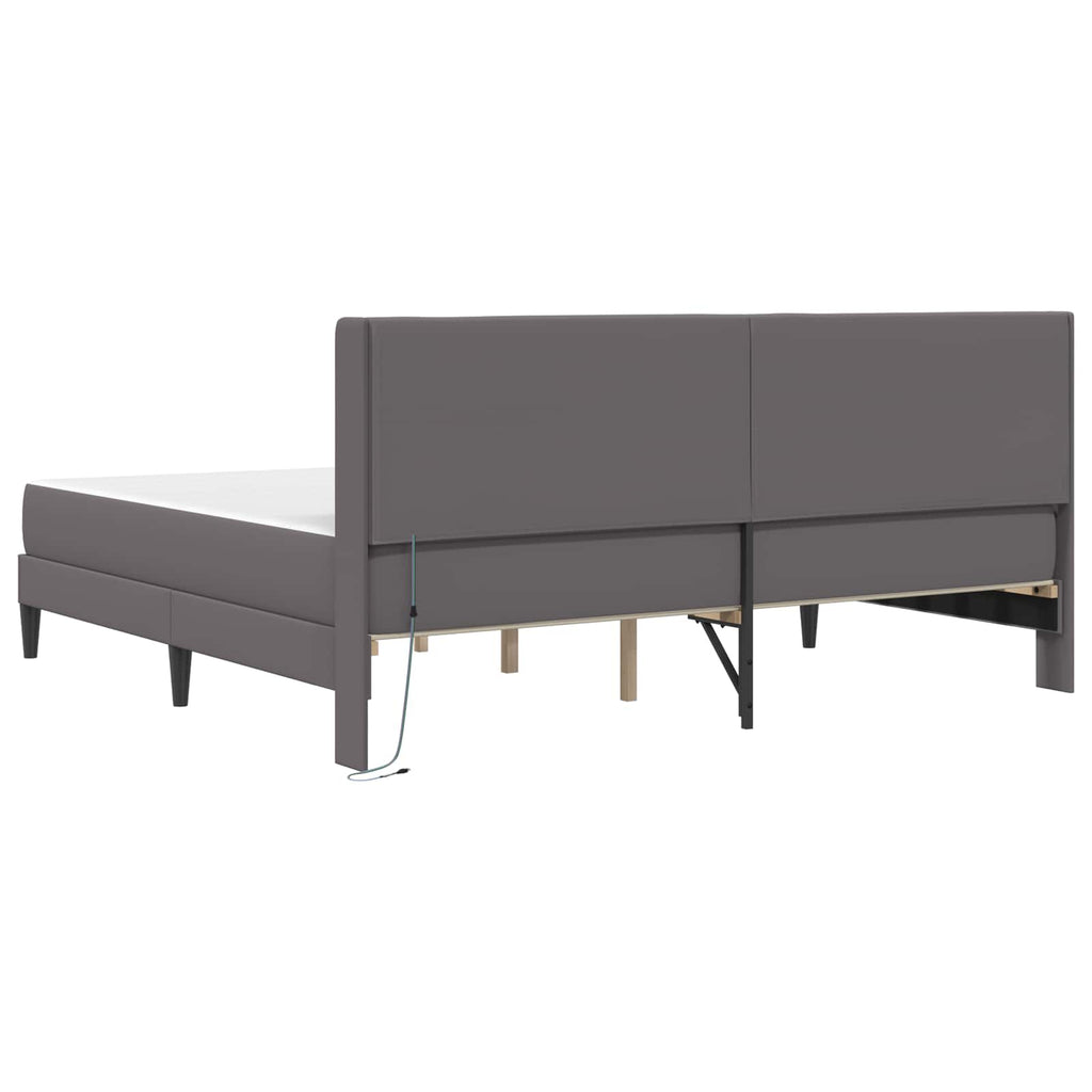 Bettgestell mit Matratze Grau 180 x 200 cm Kunstleder