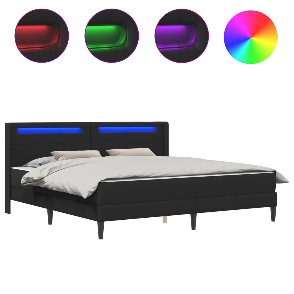 Bettgestell mit Matratze Schwarz 200 x 200 cm Kunstleder