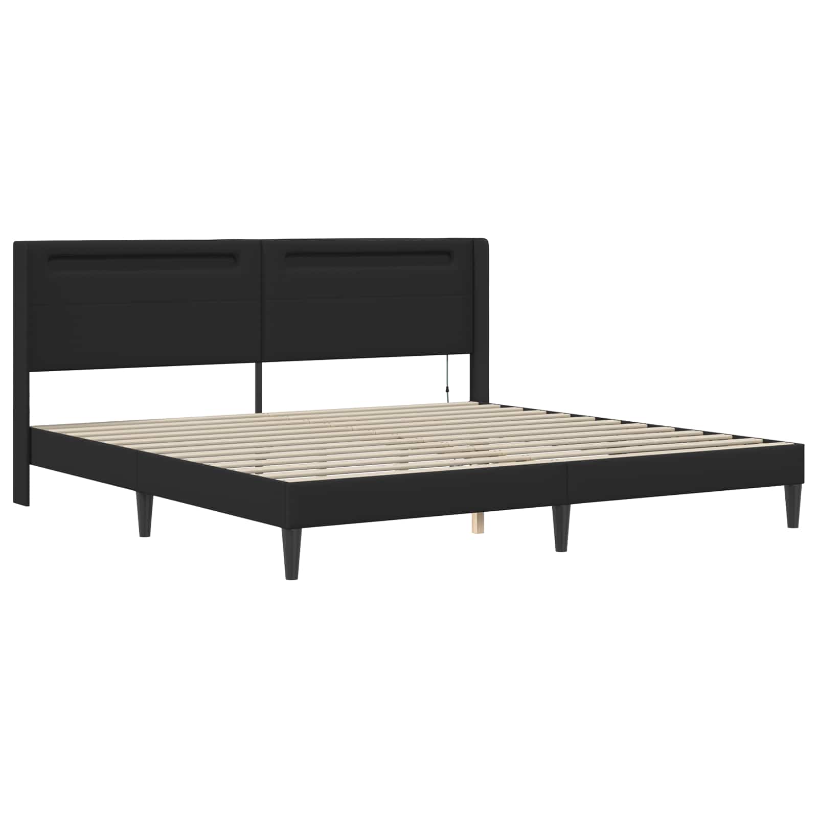 Bettgestell mit Matratze Schwarz 200 x 200 cm Kunstleder