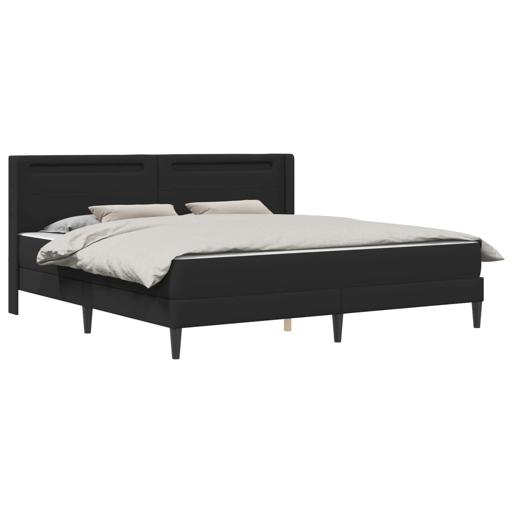 Bettgestell mit Matratze Schwarz 200 x 200 cm Kunstleder