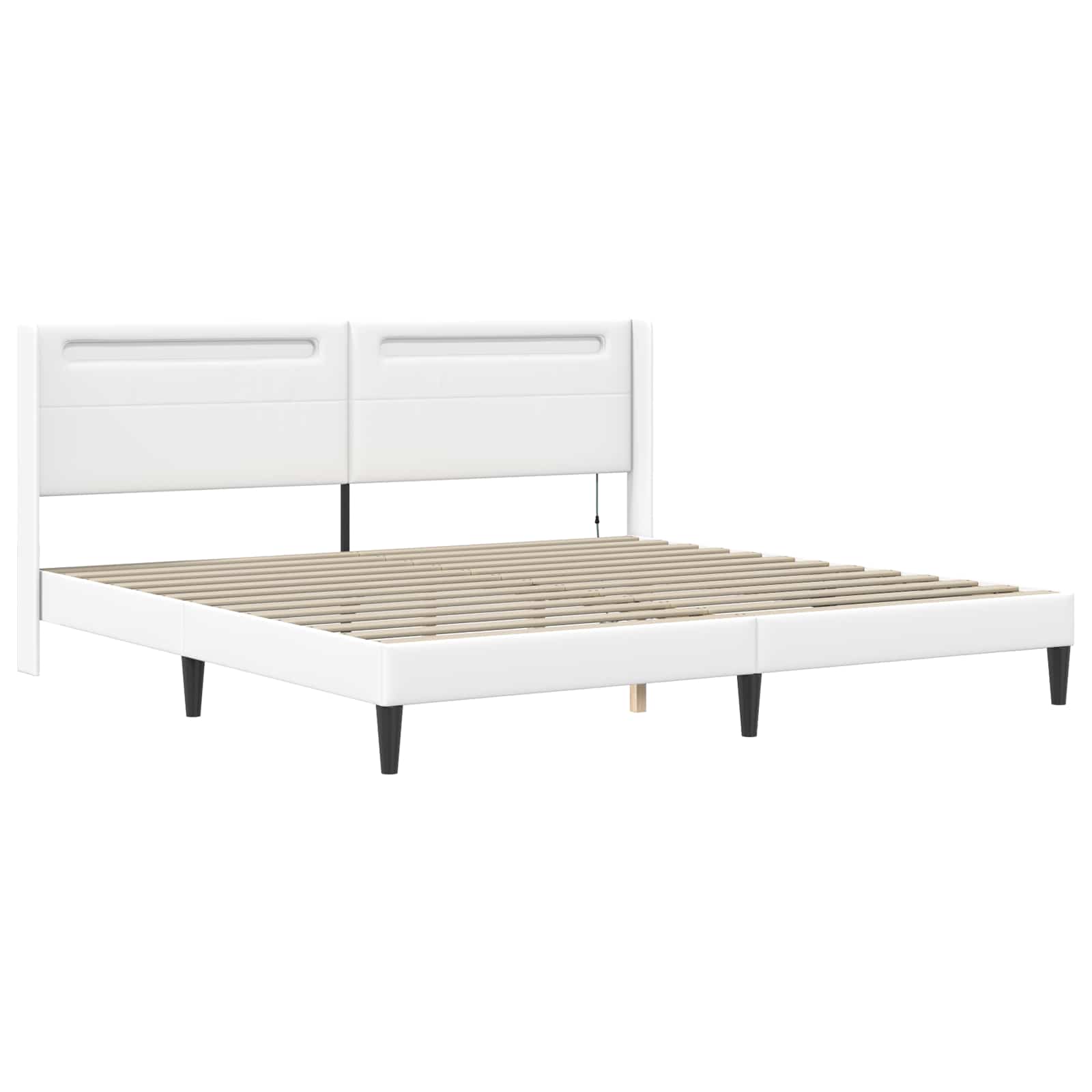 Bettgestell mit Matratze Weiß 200 x 200 cm Kunstleder