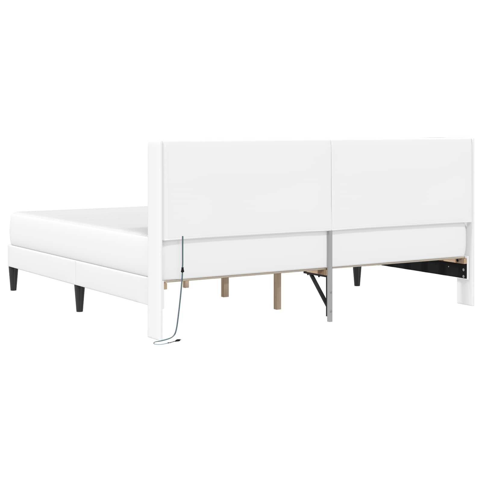 Bettgestell mit Matratze Weiß 200 x 200 cm Kunstleder