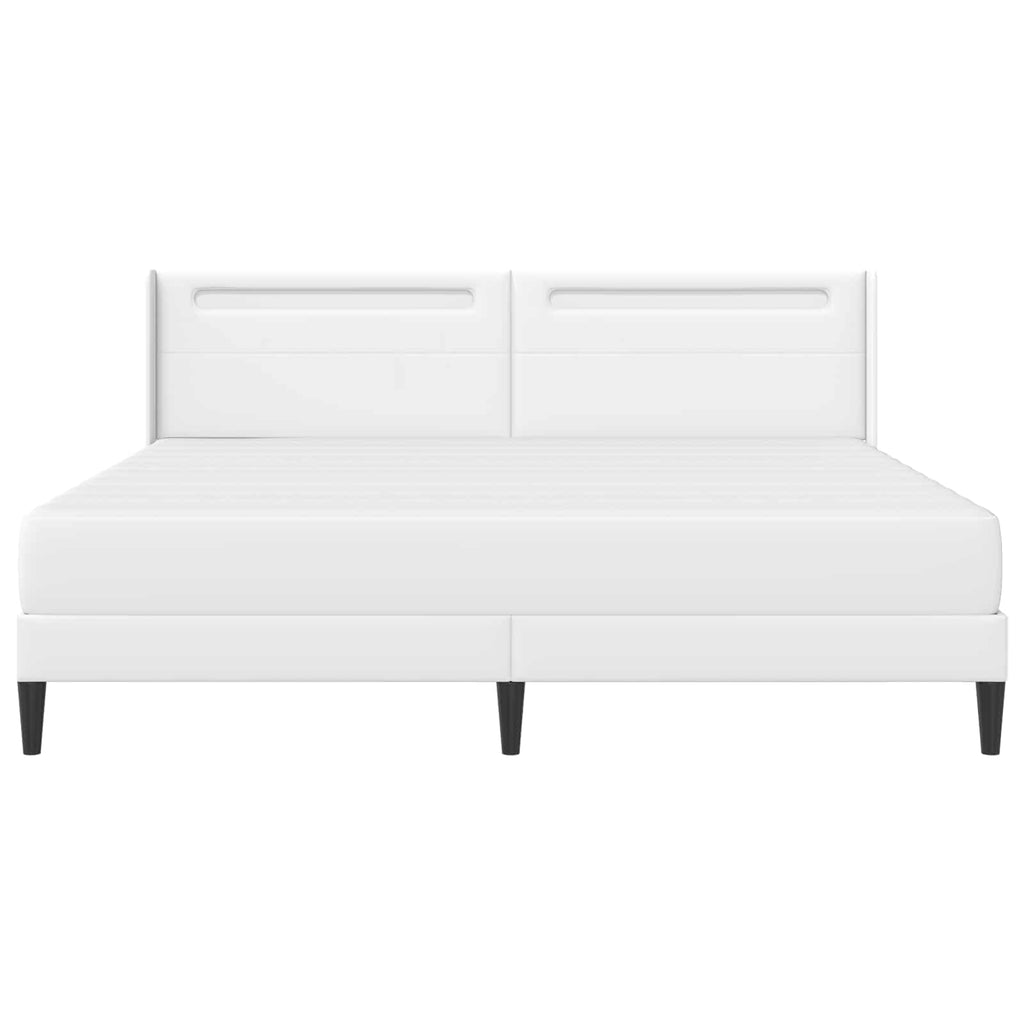 Bettgestell mit Matratze Weiß 200 x 200 cm Kunstleder