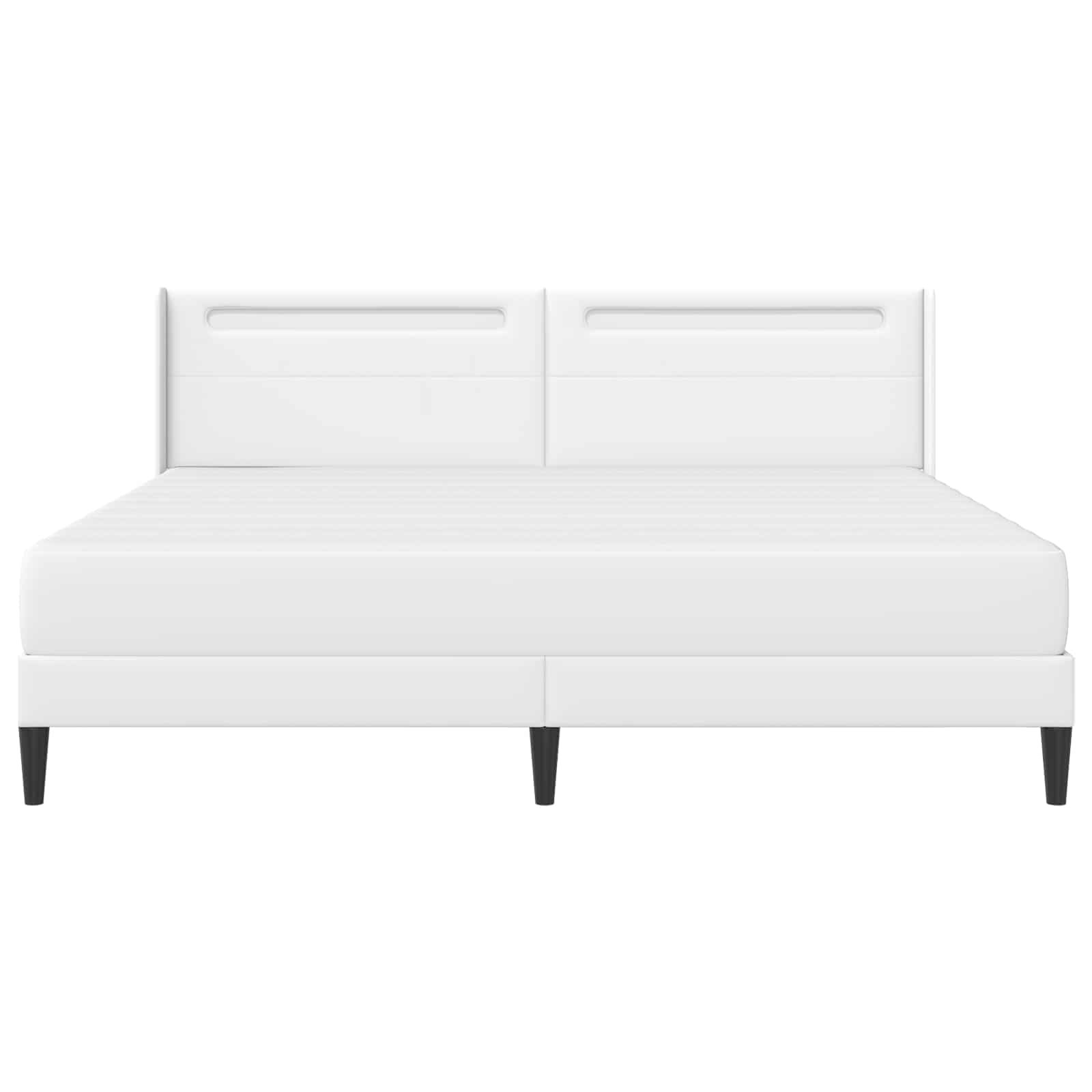 Bettgestell mit Matratze Weiß 200 x 200 cm Kunstleder