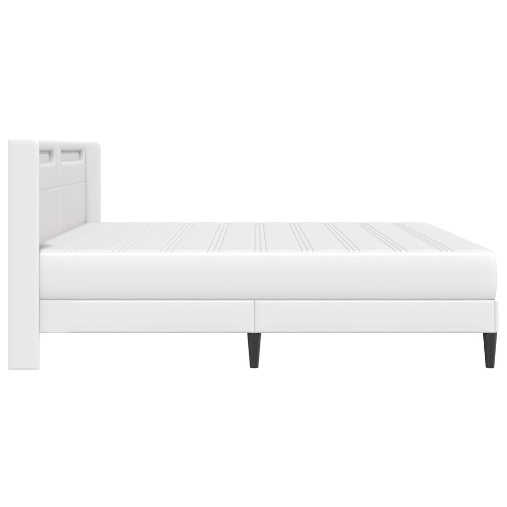 Bettgestell mit Matratze Weiß 200 x 200 cm Kunstleder